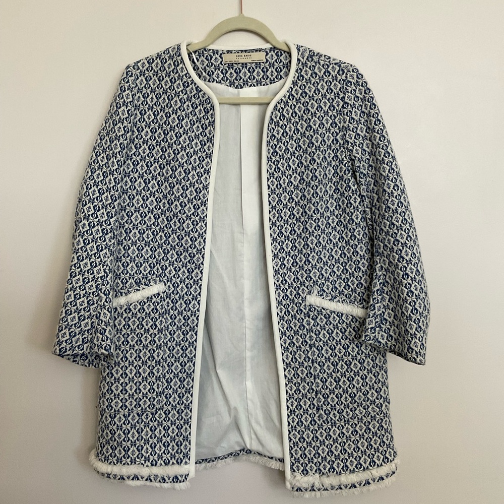 Zara blue print duster/jacket. Size L